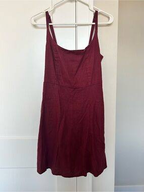 Old Navy Acid Wash Burgundy Mini Scoop Neck Dress with Thin Adjustable Straps